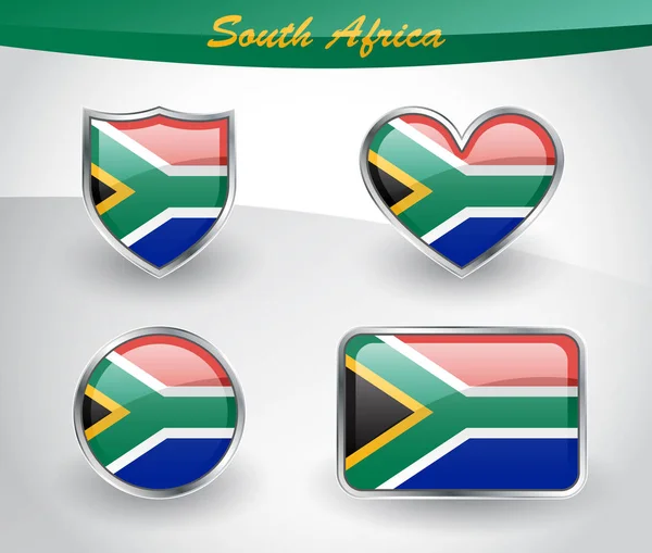 Glossy South Africa flag icon set — Stock Vector