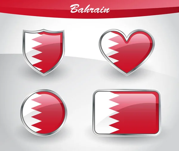 Błyszczący zestaw ikon flaga Bahrajnu — Wektor stockowy