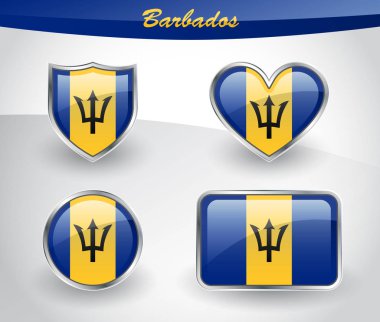 Parlak Barbados bayrağı Icon set