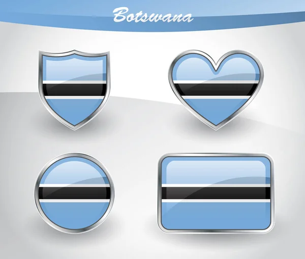 Glanzende Botswana vlag pictogramserie — Stockvector
