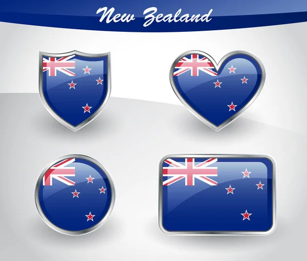 Глянсовий набір іконок Прапор Нової Зеландії — стоковий вектор