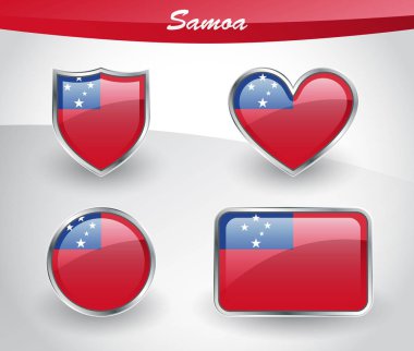 Parlak Samoa bayrak Icon set