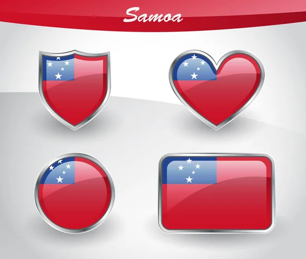 Глянсовий набір іконок прапор Самоа — стоковий вектор
