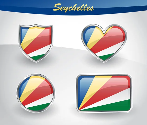 Glanzende Seychellen vlag pictogramserie — Stockvector