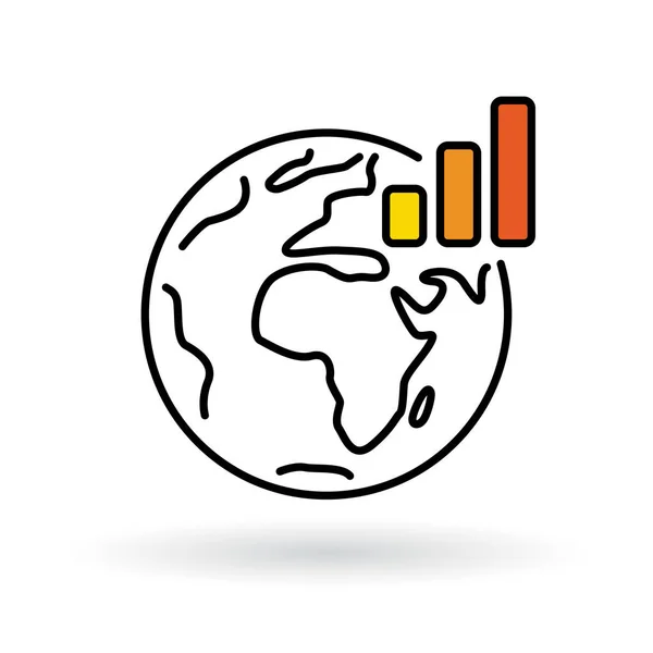 Simple world with global warming chart icon — Stock Vector