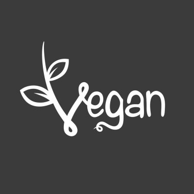 Vegan word başlık metni yaprak simgesiyle