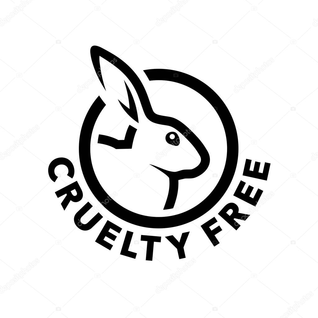 Cruelty free concept logo design with rabbit symbol. Not tested on animals icon. Vector illustration.