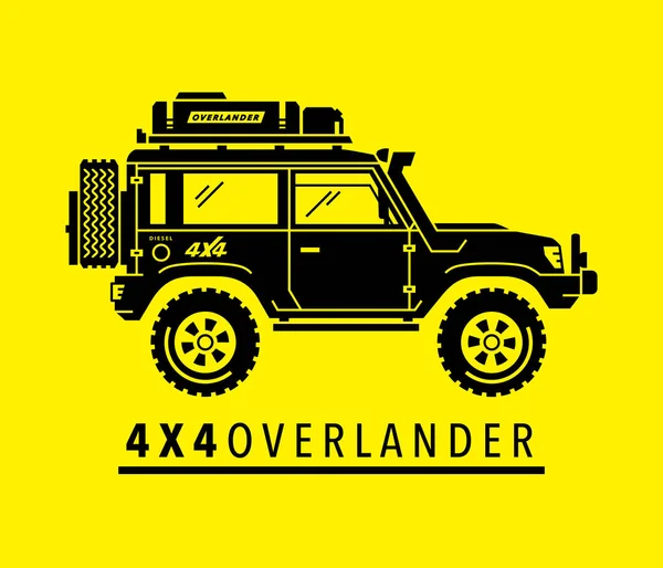 Overland off-road 4 x 4 all-terrain 4wd suv safari voertuig — Stockvector