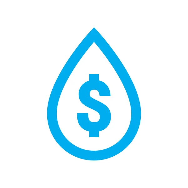 Wasser kosten und sparen Symbol. blaues Dollarsymbol im Wassertropfzeichen — Stockvektor