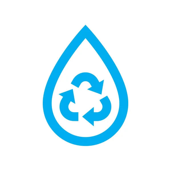 Save water icon. Blue recycle and reuse water drop symbol — Stock Vector