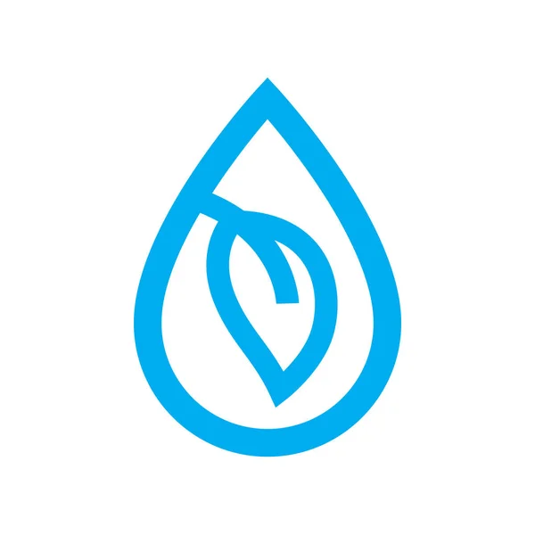 エコ水アイコン。水ドロップ シンボル青葉 — ストックベクタ