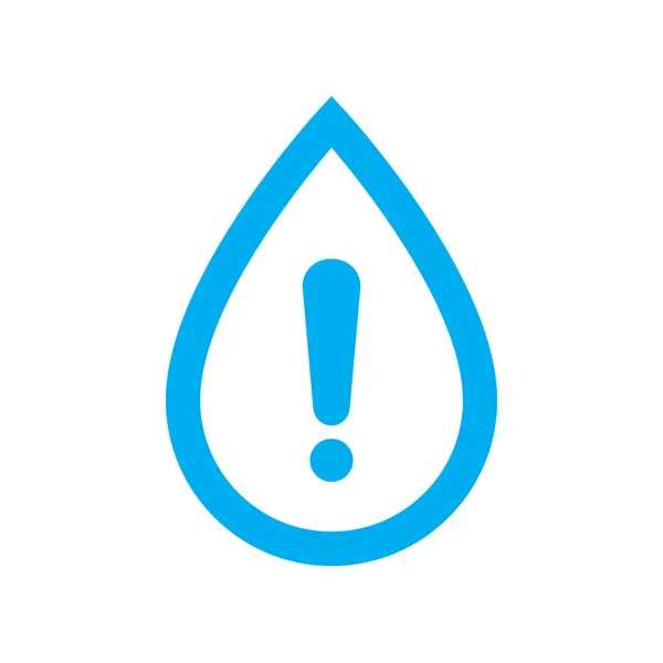 Wasserwarnsymbol. Blauer Wassertropfen mit Warnsymbol — Stockvektor