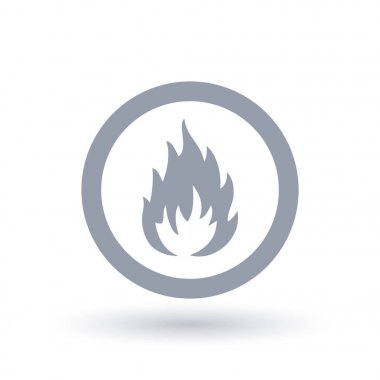 Bir dairede yangın simgesi. Sıcak alev sembolü.