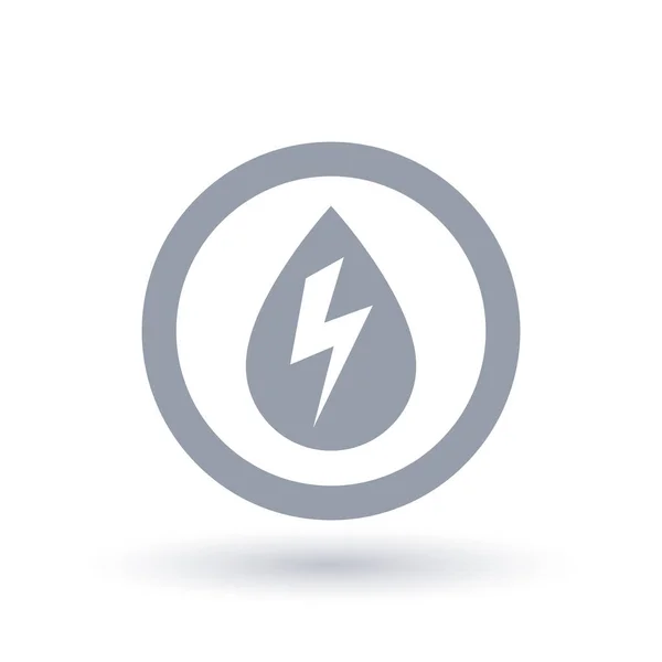 Icono hidroeléctrico. Gota de agua con símbolo de perno de energía . — Vector de stock