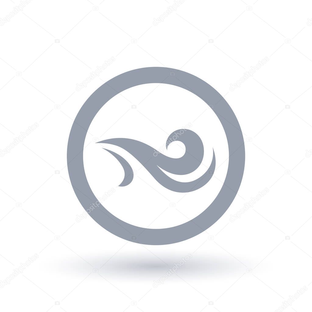 Fresh wind icon in circle. Air flow symbol. 