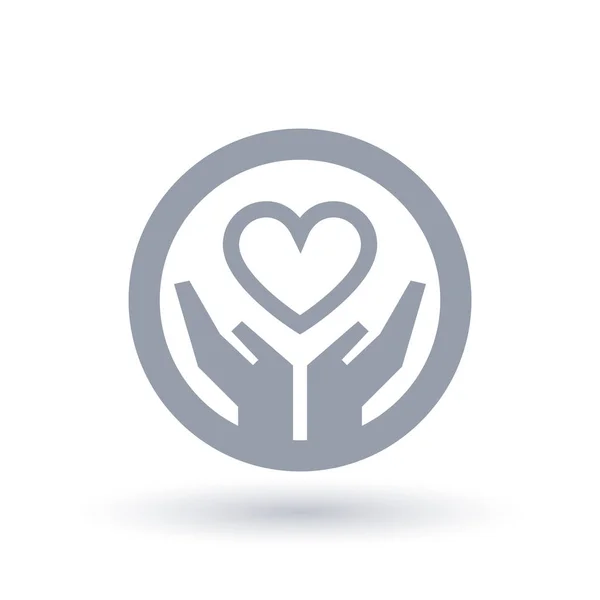 Corazón con icono de manos. Caridad amor símbolo . — Archivo Imágenes Vectoriales
