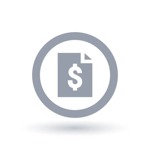 Icono de factura de papel - símbolo de documento de dinero — Vector de stock