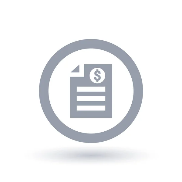 Icono de factura de papel - símbolo de documento de dinero — Vector de stock