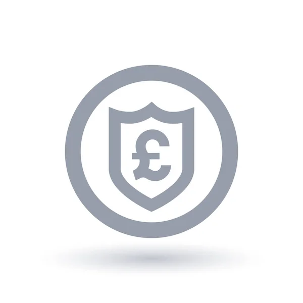 British Pound escudo símbolo Gran Bretaña moneda icono de seguridad — Archivo Imágenes Vectoriales