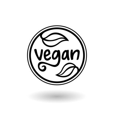 Vegan etiket simgesi. Bitki temelli diyet işareti. Vektör illüstrasyonu.