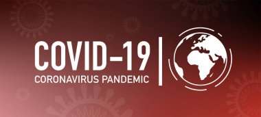 Coronavirus küresel pandemik pankart. Covid-19 Globe ikonu. Vektör illüstrasyonu.
