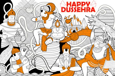 Hindistan Happy Dussehra Navratri festivali için Hanuman doodle