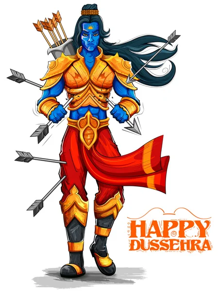 インド ポスターのこれ Dussehra ナヴラトリ祭に矢印がある主ラーマ — ストックベクタ