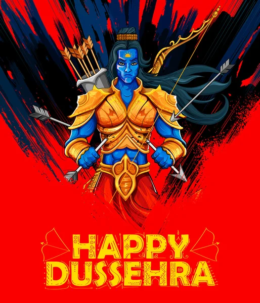 Señor Rama con flecha en Dussehra Navratri festival de la India cartel — Vector de stock