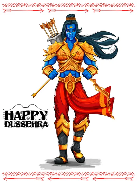 Lord Rama con freccia nel Dussehra Navratri festival dell'India poster — Vettoriale Stock