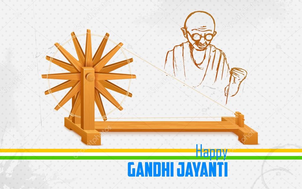 Spinning wheel on India background for Gandhi Jayanti — Stock Vector