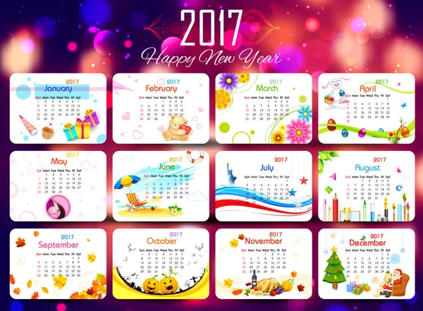 Calendar for 2017 — Stock Vector