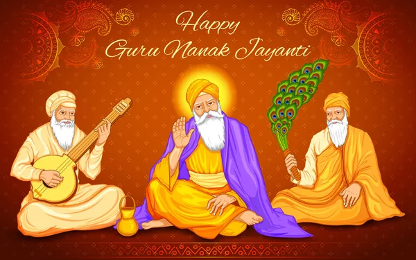 Feliz Guru Nanak Jayanti festival de fundo celebração Sikh —  Vetores de Stock