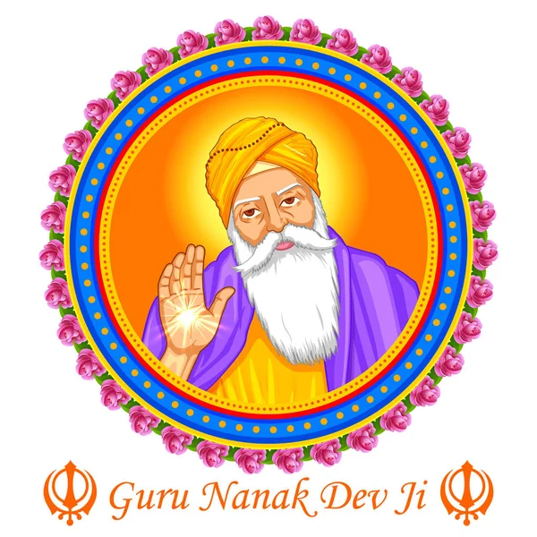 Happy Guru Nanak Jayanti festival of Sikh celebration background — Stock Vector