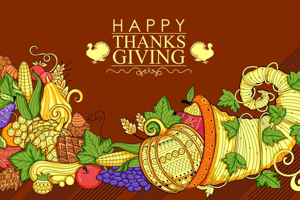Joyeuse fête de Thanksgiving doodle — Image vectorielle
