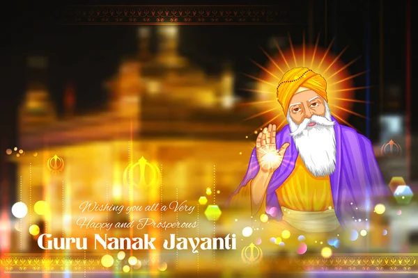 Glad Guru Nanak Jayanti festival av sikhiska firande bakgrund — Stock vektor