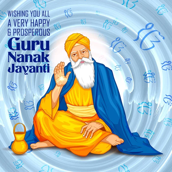 Felice Guru Nanak Jayanti festival di Sikh celebrazione sfondo — Vettoriale Stock