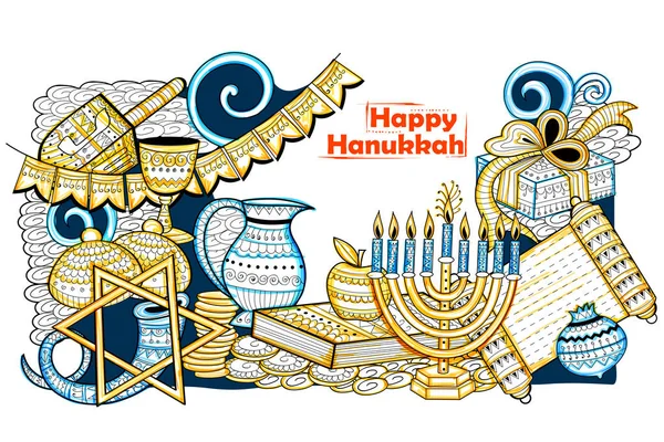 Happy Hanukkah, Jewish holiday background — Stock Vector