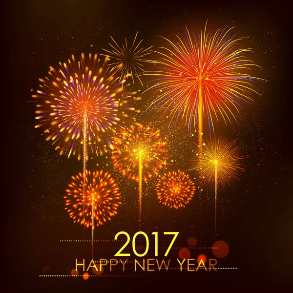Šťastný nový rok 2017 oslava hvězdice Seasons pozdravy pozadí abstraktní s ohňostrojem — Stockový vektor