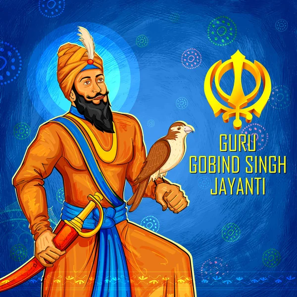 Feliz Guru Gobind Singh Jayanti festival para fundo celebração Sikh — Vetor de Stock