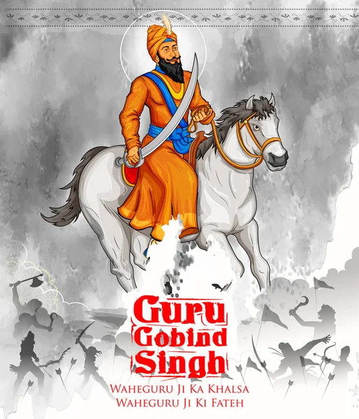 Feliz Guru Gobind Singh Jayanti festival para fundo celebração Sikh — Vetor de Stock