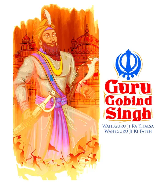 Happy Guru Gobind Singh Jayanti festival pour fond de célébration sikhe — Image vectorielle