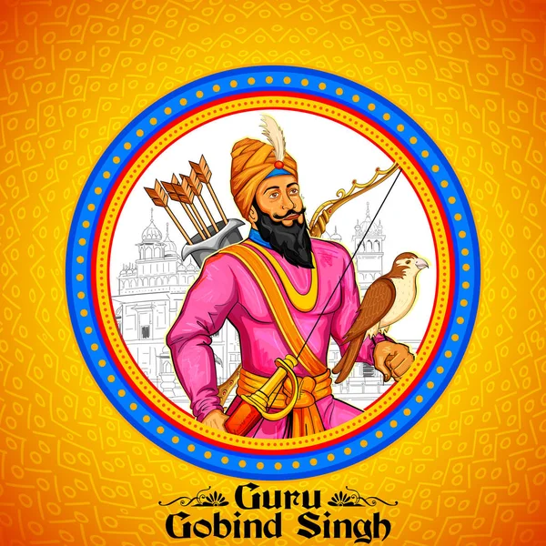 Feliz Guru Gobind Singh Jayanti festival para fundo celebração Sikh — Vetor de Stock