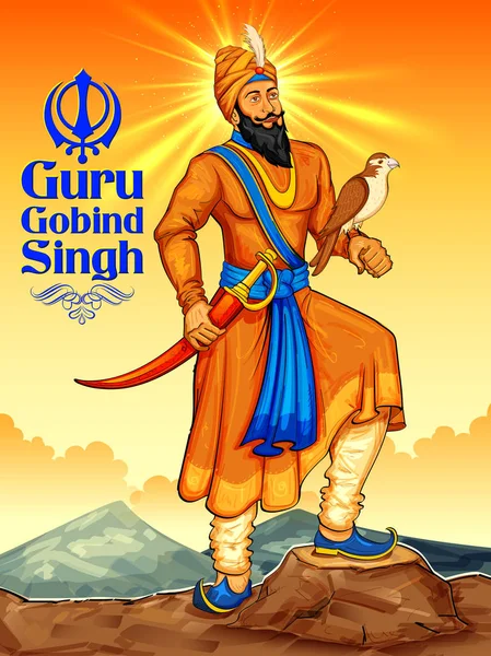 Felice Guru Gobind Singh Jayanti festival per Sikh celebrazione sfondo — Vettoriale Stock