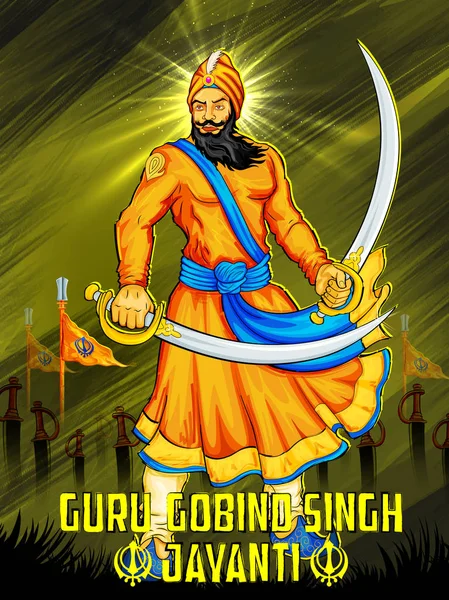 Feliz Guru Gobind Singh Jayanti festival para fundo celebração Sikh — Vetor de Stock