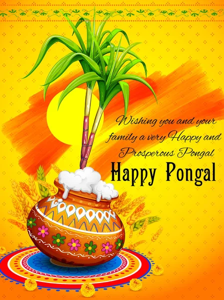 Fondo feliz saludo Pongal — Archivo Imágenes Vectoriales