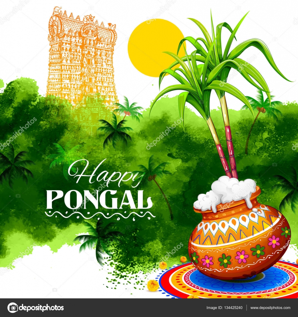 Happy Pongal greeting background Stock Vector Image by ©vectomart #134425240