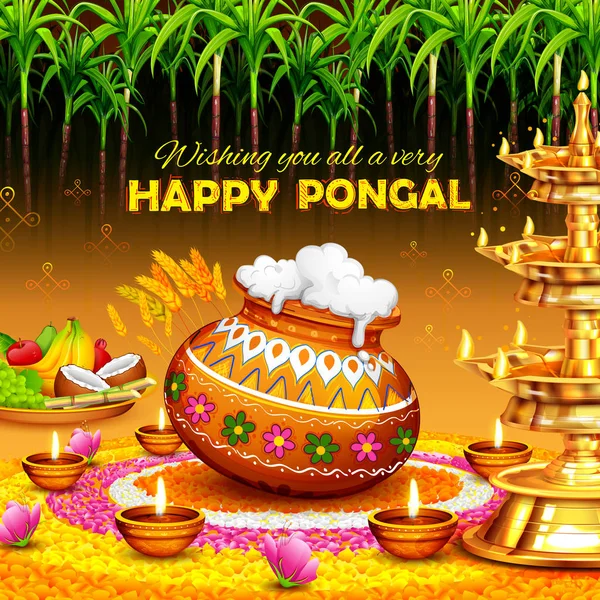 Happy Pongal fond de salutation — Image vectorielle