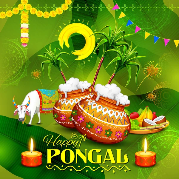Happy Pongal pozdrav pozadí — Stockový vektor