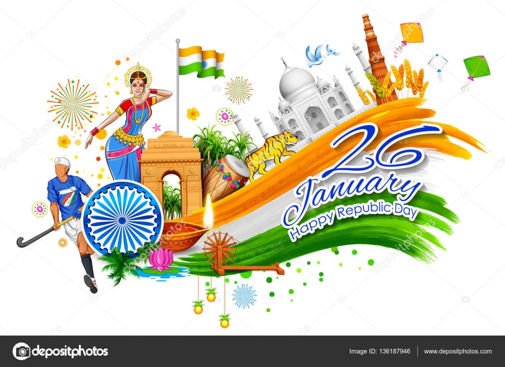 India-bakgrunn som viser sin utrolige kultur og mangfold med monument,  dansefestival stockvektor © vectomart #136187946, image size:1600x1167