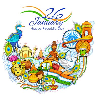 India background showing its incredible culture and diversity with monument, festival clipart